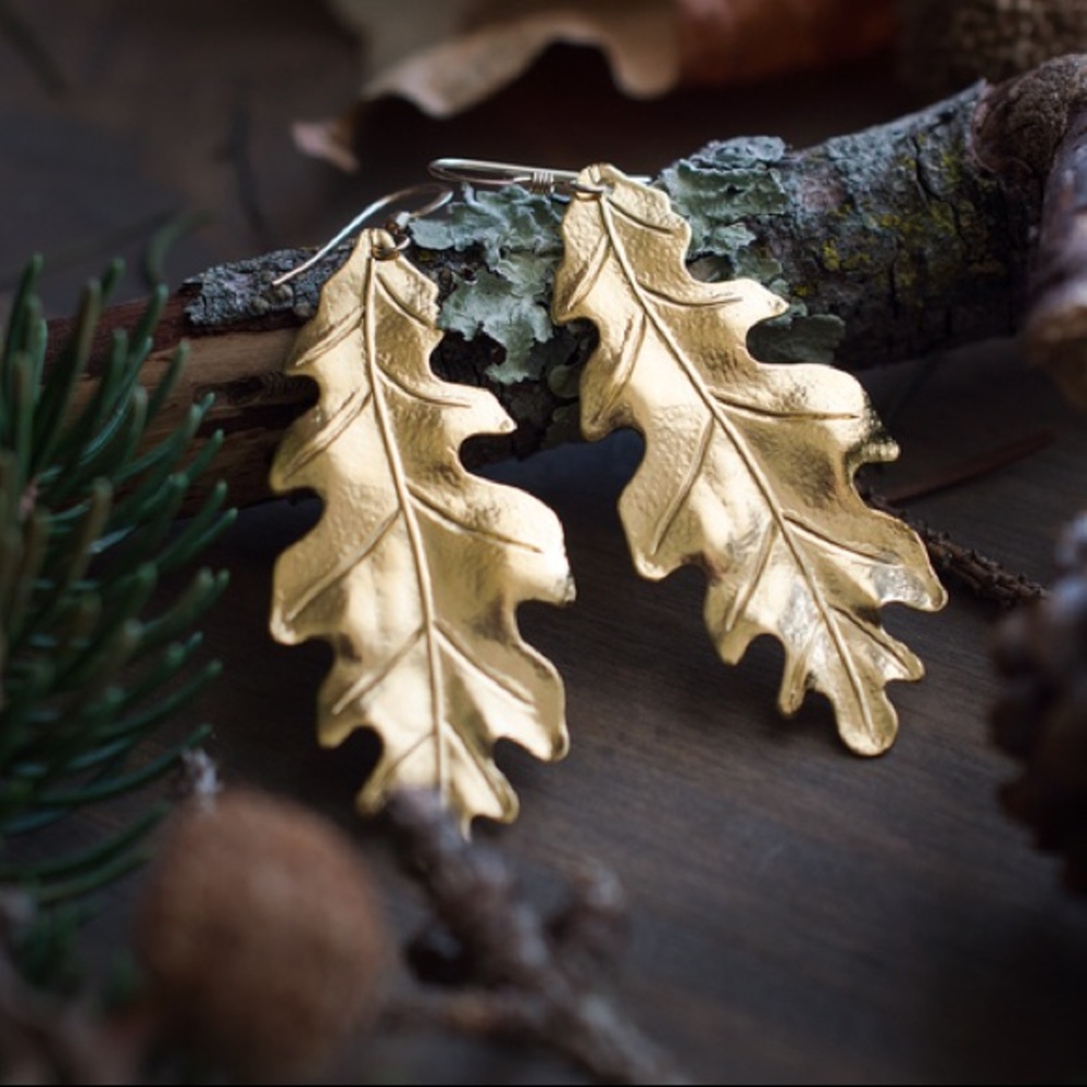 Large Oak Leaf Earrings